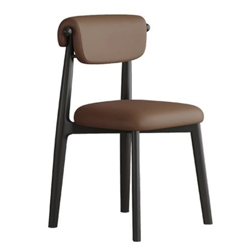 UANFHWZF Esszimmerstühle Minimalistischer Esszimmerstuhl aus Massivholz mit Rückenlehne aus echtem Leder(Khaki) von UANFHWZF