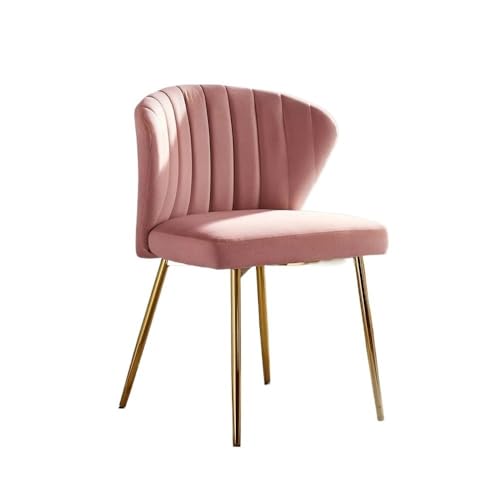 UANFHWZF Esszimmerstühle Samt-Akzentstuhl, Moderne getuftete Rückenlehne, Metallbeine for das Wohnzimmer(Pink) von UANFHWZF