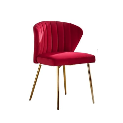UANFHWZF Esszimmerstühle Samt-Akzentstuhl, Moderne getuftete Rückenlehne, Metallbeine for das Wohnzimmer(Red) von UANFHWZF