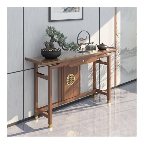 UANFHWZF Konsolentisch, Eingangstisch aus Massivholz – Schlichter Zen-Konsolenschrank for Flur und Wohnzimmer Tisch(Light Brown,120cm) von UANFHWZF