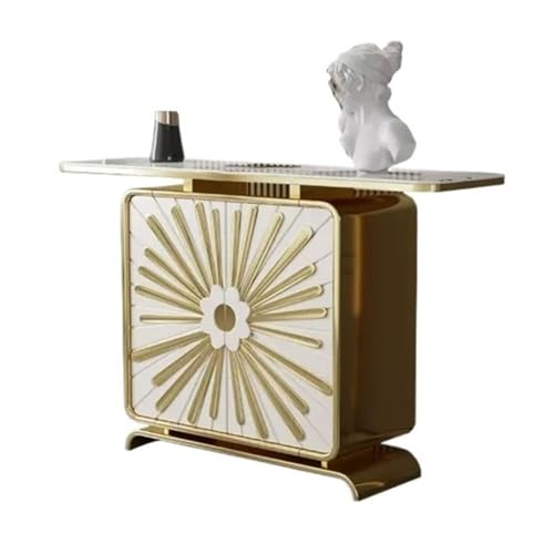 UANFHWZF Konsolentisch, Moderner Konsolentisch aus Kunstmarmor, schmaler Sofatisch for den Eingangsbereich Tisch(Gold) von UANFHWZF