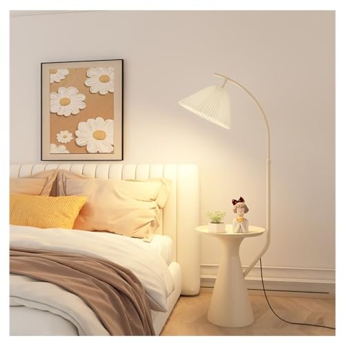 UANFHWZF Stehlampen Mid-Century Modern Stehlampe mit Beistelltisch & LED-Glühbirne for Schlafzimmer, Wohnzimmer(White) von UANFHWZF