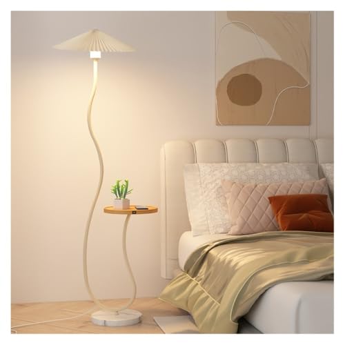 UANFHWZF Stehlampen Moderne LED-Stehlampe mit Marmorsockel und Holztisch for Schlafzimmer(White) von UANFHWZF