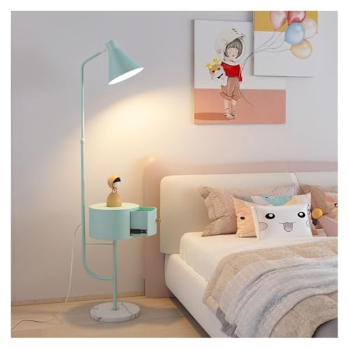 UANFHWZF Stehlampen Moderne rustikale Stehlampe mit Beistelltisch und LED-Glühbirne for Schlafzimmer/Büro(Green) von UANFHWZF