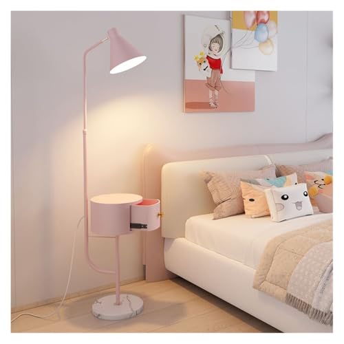 UANFHWZF Stehlampen Moderne rustikale Stehlampe mit Beistelltisch und LED-Glühbirne for Schlafzimmer/Büro(Pink) von UANFHWZF