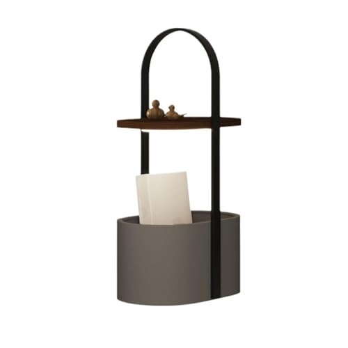 UANFHWZF Stehlampen Stehlampe mit Regalen aus Massivholz, Moderne Regal-Stehlampe mit 3 Farbtemperaturen for Wohnzimmer, Schlafzimmer(Gray) von UANFHWZF