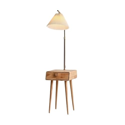 UANFHWZF Stehlampen Stehlampe mit Tisch, 3-Farben-Temperatur-Tischlampen for Wohnzimmer, Schlafzimmer, Moderne Stehlampe mit Schublade(Natural) von UANFHWZF