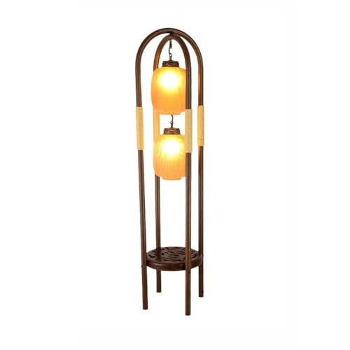 UANFHWZF Stehlampen Vintage Stehlampe mit Eisenglasschirm, Stehlampe mit geschnitztem Sockel, Wohnzimmerlampe, Schlafzimmer, Nachttisch-Ambientelicht von UANFHWZF