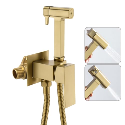 Brushed gold,Hand-Bidet-Sprayer Für Die Toilette, Bidet-Aufsatz Set Mit 2 Modi Und Heißem Und Kaltem Wasser, An Der Wand Montierter Baby-Stoffwindel-Sprüher Aus Messing Mit 120 Cm Schlauch Brushed gold,Hand-Bidet-Sprayer Für Die Toilette, Bidet-Aufsatz Set Mit 2 Modi Und Heißem Und Kaltem Wasser, An Der Wand Montierter Baby-Stoffwindel-Sprüher Aus Messing Mit 120 Cm Schlauch von UAOGPLK