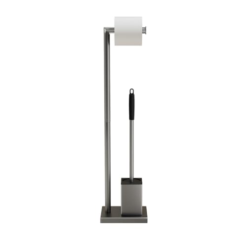 UAOGPLK Gun Gray,Toilettenbürste Mit Toilettenpapierhalter, Freistehende Toilettenbürste Aus Edelstahl 304 Mit Taschentuchhalter, Beschwerter Sockel, Strapazierfähig von UAOGPLK