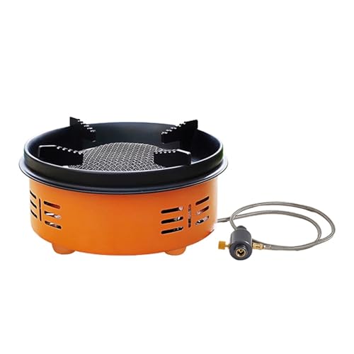 8000W Abnehmbarer Gasherd, Gusseisen Campingkocher mit 1m verlängertem Schlauch, tragbarer Infrarotbrenner, Outdoor-Campingkocher für Picknicks, Angeln, Heckklappenpartys (Orange) von UASNHU