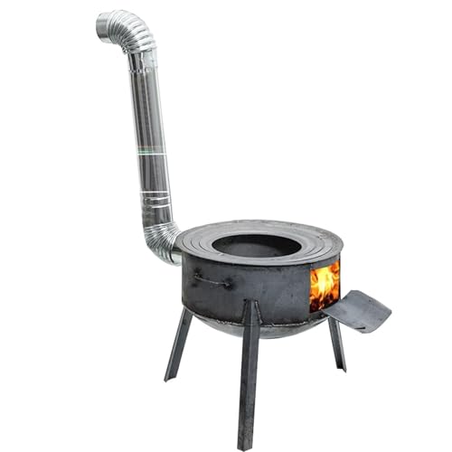 Robuster Stahl-Holzofen, Outdoor-Kochherd mit abnehmbaren Beinen und Kaminrohr, Multi-Kraftstoff-Feuerstelle für Camping, Hinterhof-Heizung und Kochen (+ 2 Ofenringe (Geschenkpackung) von UASNHU