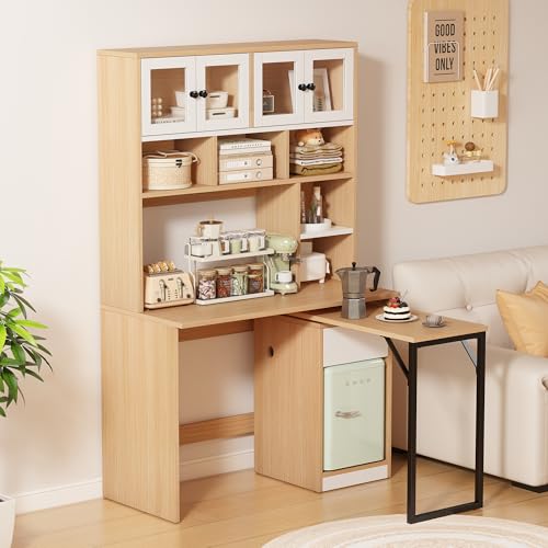 180 cm Corner Computer Desk with Shelves, Office Table with Bookcase, PC Table for Study Living Room Bedroom Office von UATARU