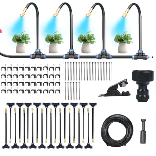 Automatic Drip Irrigation System, 360° Bendable Nozzle Garden Balcony Watering System Atomization Sprinkler Irrigation Kit (20M) von UATARU