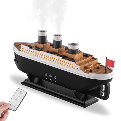 Steamship Humidifier with Remote, 7 Light 2 Mist Mode Aromatherapy Diffuser Air Humidifiers for Room Desk, EU Plug von UATARU