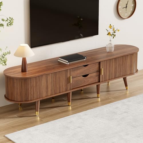 TV Stand Lowboard TV Board with 2 Drawers and Rattan Sliding Doors, Country House Style 175 cm TV Cabinet Sideboard for Living Room, Dining Room von UATARU