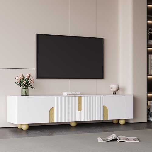 UATARU 180 cm TV Cabinet White TV Stand Lowboard for Living Room Dining Room Bedroom Modern Style ﻿ von UATARU