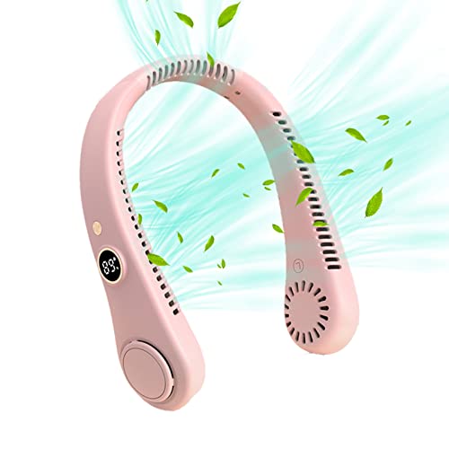 UATARU 5 Speeds Wearable Headphones Personal Fans Round Neck Quiet Rechargeable Neck Fan Hands Free Cooling Fan for Adults (pink) von UATARU