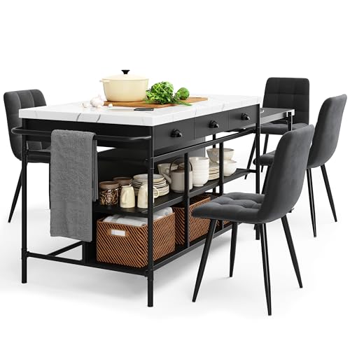 UATARU Bar Table Set Dining Table with 4 Bar Stools, Counter Table with Shelves Storage Cabinets, Bistro Table Set Dining Set for 2 People UATARU Bar Table Set Dining Table with 4 Bar Stools, Counter Table with Shelves Storage Cabinets, Bistro Table Set Dining Set for 2 People von UATARU