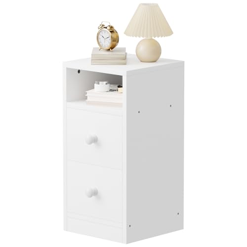UATARU Bedside Table Side Table with 2 Drawers Open Compartment Bedroom Living Room von UATARU