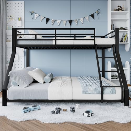 UATARU Bunk Bed 90 x 200 cm with Slatted Frame, Children's Bed with Ladder and Fall Protection (Black) von UATARU