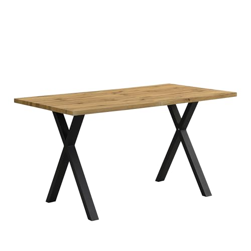 UATARU Cross Legs Rectangular Dining Table Coffee Table Wrought Iron L140 x W80 x H76 cm ﻿ von UATARU