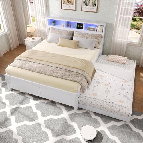 UATARU Day Bed Sofa Bed with Extendable Bed 90 x 190 cm, Built-in Socket and Storage Compartments, Guest Bed with Slatted Frame, Without Mattress ﻿ von UATARU