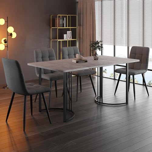 UATARU Dining Table with 4 Chairs, Rectangular Kitchen Table Set, Set of 5 for 4 People, Kitchen Table Set for Dining Room, Living Room von UATARU