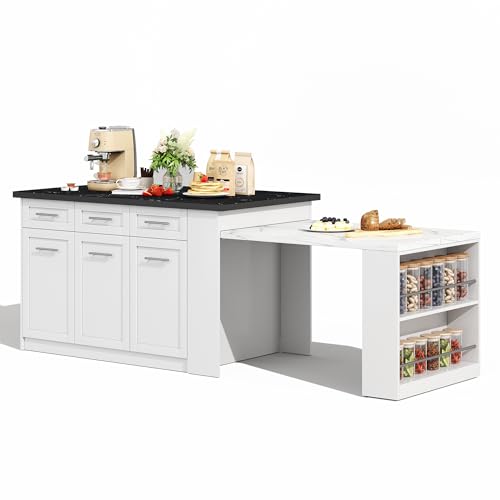 UATARU Kitchen Island with Pull Out Dining Table, Extendable Table with Storage Space Sideboard UATARU Kitchen Island with Pull Out Dining Table, Extendable Table with Storage Space Sideboard von UATARU