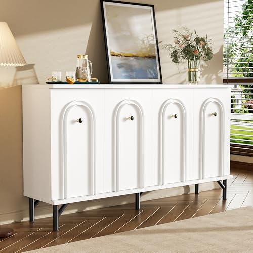 UATARU Kitchen Sideboard Buffet 4 Doors with Adjustable Shelf, Freestanding Cabinet for Kitchen, Living Room, Bedroom, Dining Room von UATARU
