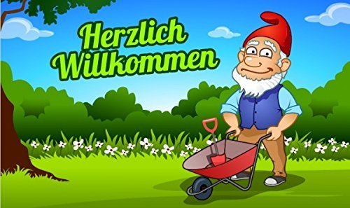 UB Fahne/Flagge Herzlich Willkommen Gartenzwerg 90 cm x 150 cm Neuware!!! von UB