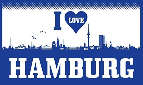 UB Fahne/Flagge I love Hamburg Skyline 90 cm x 150 cm Neuware! von UB
