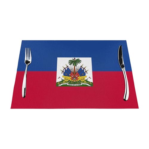 Tischset 4Er-Set – Haiti-Flaggendruck Waschbar Und rutschfest Gewebtes Vinyl-PVC-Tischset Wärmedämmunterlage 30X45Cm Für Die Dekoration Von Küchen- Und Esstischen Tischset 4Er-Set – Haiti-Flaggendruck Waschbar Und rutschfest Gewebtes Vinyl-PVC-Tischset Wärmedämmunterlage 30X45Cm Für Die Dekoration Von Küchen- Und Esstischen von UBBVPKY