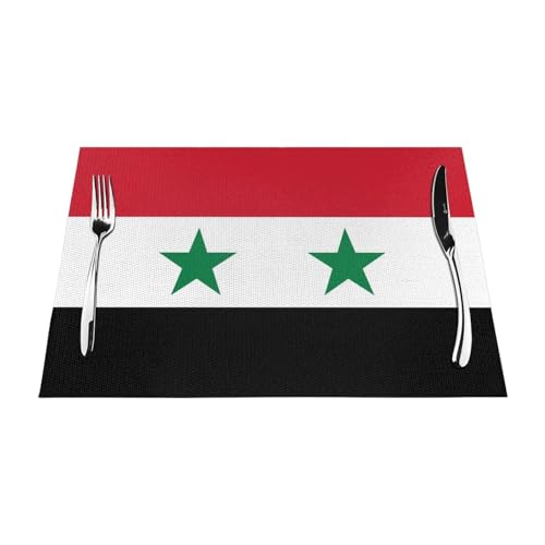 Tischset-Set Mit 8 Stück – Aufdruck Der Flagge Der Arabischen Republik Syrien Waschbar Und rutschfest Gewebtes Vinyl-PVC-Tischset Wärmedämmunterlage 30X45Cm Für Die Dekoration Von Küchen- Esstischen von UBBVPKY