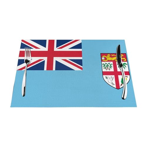 Tischset-Set Mit 8 Stück – Fidschi-Flaggendruck Waschbar Und rutschfest Gewebtes Vinyl-PVC-Tischset Wärmedämmpolster 30X45Cm Für Die Dekoration Von Küchen- Und Esstischen Tischset-Set Mit 8 Stück – Fidschi-Flaggendruck Waschbar Und rutschfest Gewebtes Vinyl-PVC-Tischset Wärmedämmpolster 30X45Cm Für Die Dekoration Von Küchen- Und Esstischen von UBBVPKY