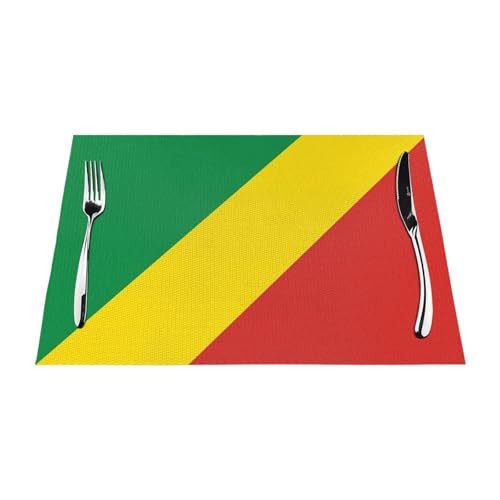 Tischset-Set Mit 8 Stück – Kongo-Flaggendruck Waschbar Und rutschfest Gewebtes Vinyl-PVC-Tischset Wärmedämmunterlage 30X45Cm Für Die Dekoration Von Küchen- Und Esstischen Tischset-Set Mit 8 Stück – Kongo-Flaggendruck Waschbar Und rutschfest Gewebtes Vinyl-PVC-Tischset Wärmedämmunterlage 30X45Cm Für Die Dekoration Von Küchen- Und Esstischen von UBBVPKY