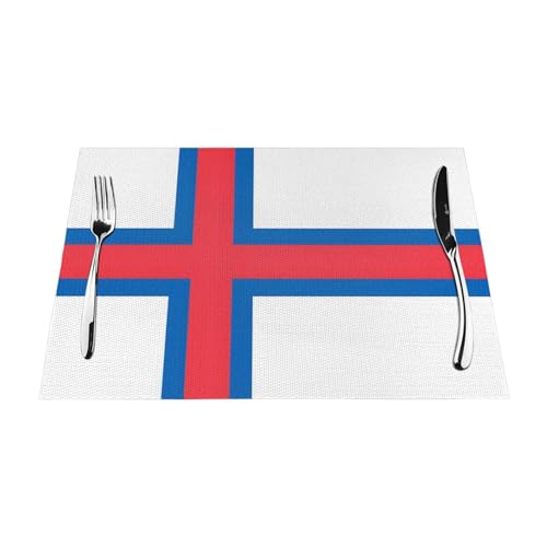 Tischsets 10Er-Set Tischsets Mit Flaggendruck Der Färöer-Inseln Waschbar rutschfest Wärmeisolierend Gewebtes Vinyl Für Küche Esszimmer Restaurant 45X30Cm von UBBVPKY