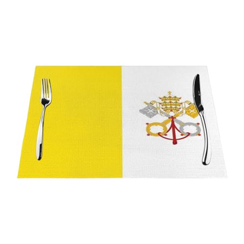 Tischsets 2Er-Set Mit Vatikanstadt-Flaggendruck Hitzebeständige rutschfeste Waschbare Gewebte PVC-Tischsets Für Das Restaurant Zu Hause 45X30Cm Tischsets 2Er-Set Mit Vatikanstadt-Flaggendruck Hitzebeständige rutschfeste Waschbare Gewebte PVC-Tischsets Für Das Restaurant Zu Hause 45X30Cm von UBBVPKY