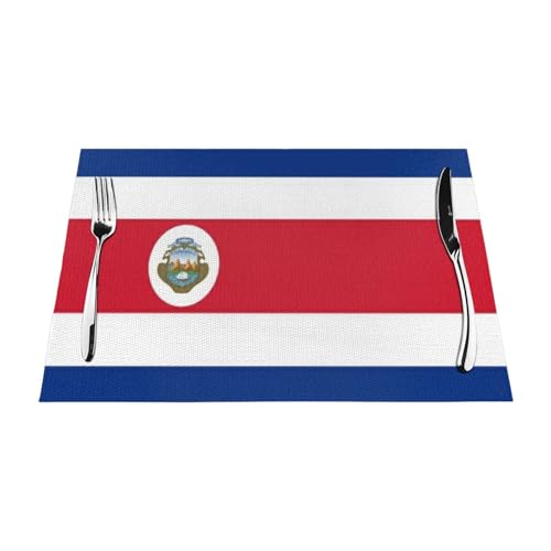 Tischsets 8Er-Set Costa Rica-Flaggendruck Platzsets Für Den Tisch Hitzebeständige rutschfeste Waschbare Gewebte PVC-Tischsets Für Das Restaurant Zu Hause 45X30Cm von UBBVPKY