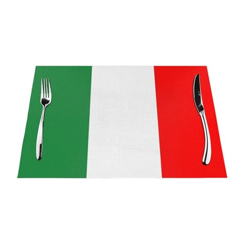 Tischsets 8Er-Set Hitzebeständige Waschbare Gewebte PVC-Tischsets Für Den Esstisch rutschfeste Küchentischsets Mit Italienischem Flaggendruck Leicht Zu Reinigen Tischsets 8Er-Set Hitzebeständige Waschbare Gewebte PVC-Tischsets Für Den Esstisch rutschfeste Küchentischsets Mit Italienischem Flaggendruck Leicht Zu Reinigen von UBBVPKY