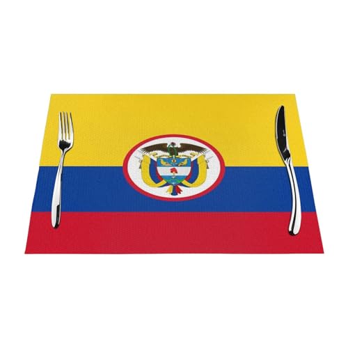 Tischsets 8Er-Set Tischsets Mit Flaggendruck Der Republik Kolumbien PVC-Gewebt Hitzebeständig Waschbar Und rutschfest 45X30Cm Esstischsets-Set Für Küchentischmatten Für Drinnen Und Draußen Tischsets 8Er-Set Tischsets Mit Flaggendruck Der Republik Kolumbien PVC-Gewebt Hitzebeständig Waschbar Und rutschfest 45X30Cm Esstischsets-Set Für Küchentischmatten Für Drinnen Und Draußen von UBBVPKY