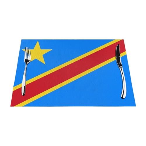 Tischsets Mit Flaggendruck Der Demokratischen Republik Kongo Gewebte Hitzebeständige Aus PVC Waschbare Und rutschfeste Tischsets Für Den Esstisch In Der Küche 2Er-Set 30X45Cm Tischsets Mit Flaggendruck Der Demokratischen Republik Kongo Gewebte Hitzebeständige Aus PVC Waschbare Und rutschfeste Tischsets Für Den Esstisch In Der Küche 2Er-Set 30X45Cm von UBBVPKY