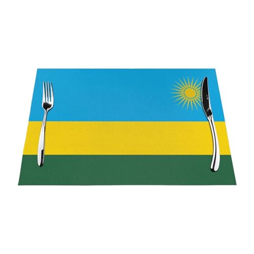 Tischsets Mit Ruanda-Flaggendruck Hitzebeständiges PVC-Gewebe Waschbare Und rutschfeste Tischsets Für Den Esstisch In Der Küche 2Er-Set 30X45Cm von UBBVPKY