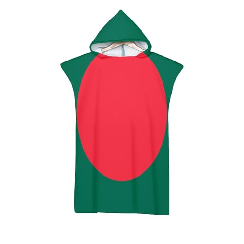 UBBVPKY Mikrofaser-Surfponcho-Handtuch Mit Kapuze Bademantel Zum Schwimmen Und Umziehen Am Strand Bademantel Mit Bangladeschischer Flagge Für Erwachsene Damen Und Herren Übergroßer Bademantel von UBBVPKY