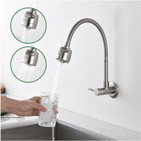 Aihom - Kaltwasserhahn Küchenarmatur 304 Edelstahl Wasserhahn Küche 360 ° drehbarer Spültischarmatur Armatur Küche mit flexiblem Hals Wandmontage von AIHOM