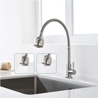 Küchenarmatur Kaltwasserhahn 304 Edelstahl Wasserhahn Küche nur Kaltwasser 2 Strahlen Spültischarmatur mit flexiblem Hals Armatur Küche von AIHOM