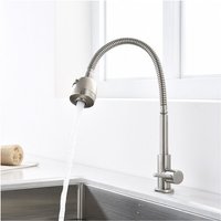 Kaltwasserhahn Küchenarmatur 304 Edelstahl Wasserhahn Küche 360 ° drehbarer Spültischarmatur Armatur Küche mit flexiblem Hals von AIHOM