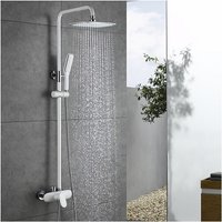 Duscharmatur Weiß Duschsystem Rainshower Regendusche Duschset Brausegarnitur mit Duschkopf und Handbrause Dusche Armatur mit Überkopfbrause für von UBEEGOL