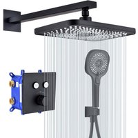 Ubeegol - Duschsystem mit Thermostat 40℃ Duschsystem Schwarz Unterputz Duscharmatur Unterputz Dusche Regendusche Schwarz inkl.Übergroßer Kopfbrause von UBEEGOL