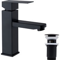 Ubeegol - Schwarzes Badezimmer-Wasserhahn-Set und Pop-up-Ablauf mit automatischem Überlauf von UBEEGOL
